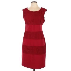 Red Fitted Sheath Formal Professional Knee-Length Dress